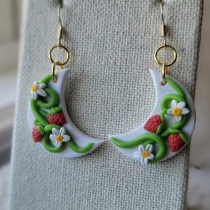 Strawberry Crescent Moon Earrings